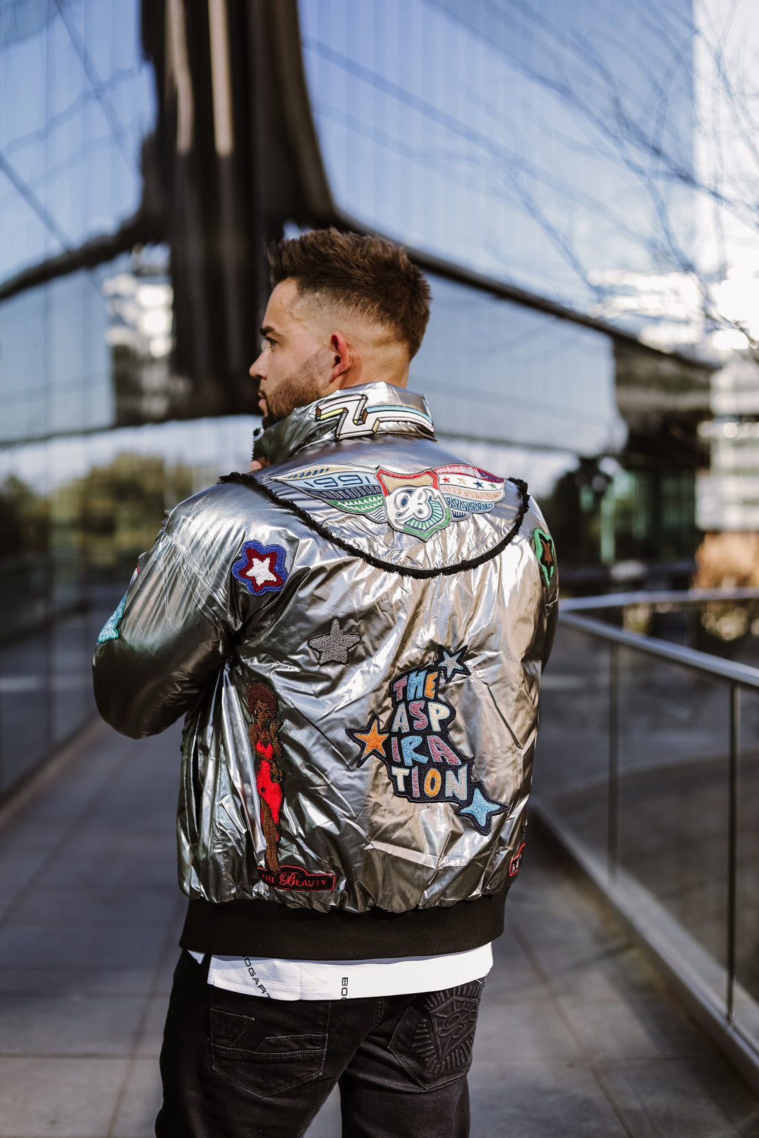 Puffer Jacket with Graffiti