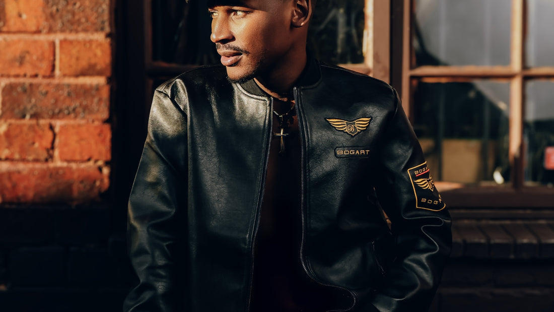 Timeless Style with an Edge: The Bogart Man Gold Collection Bomber Jacket