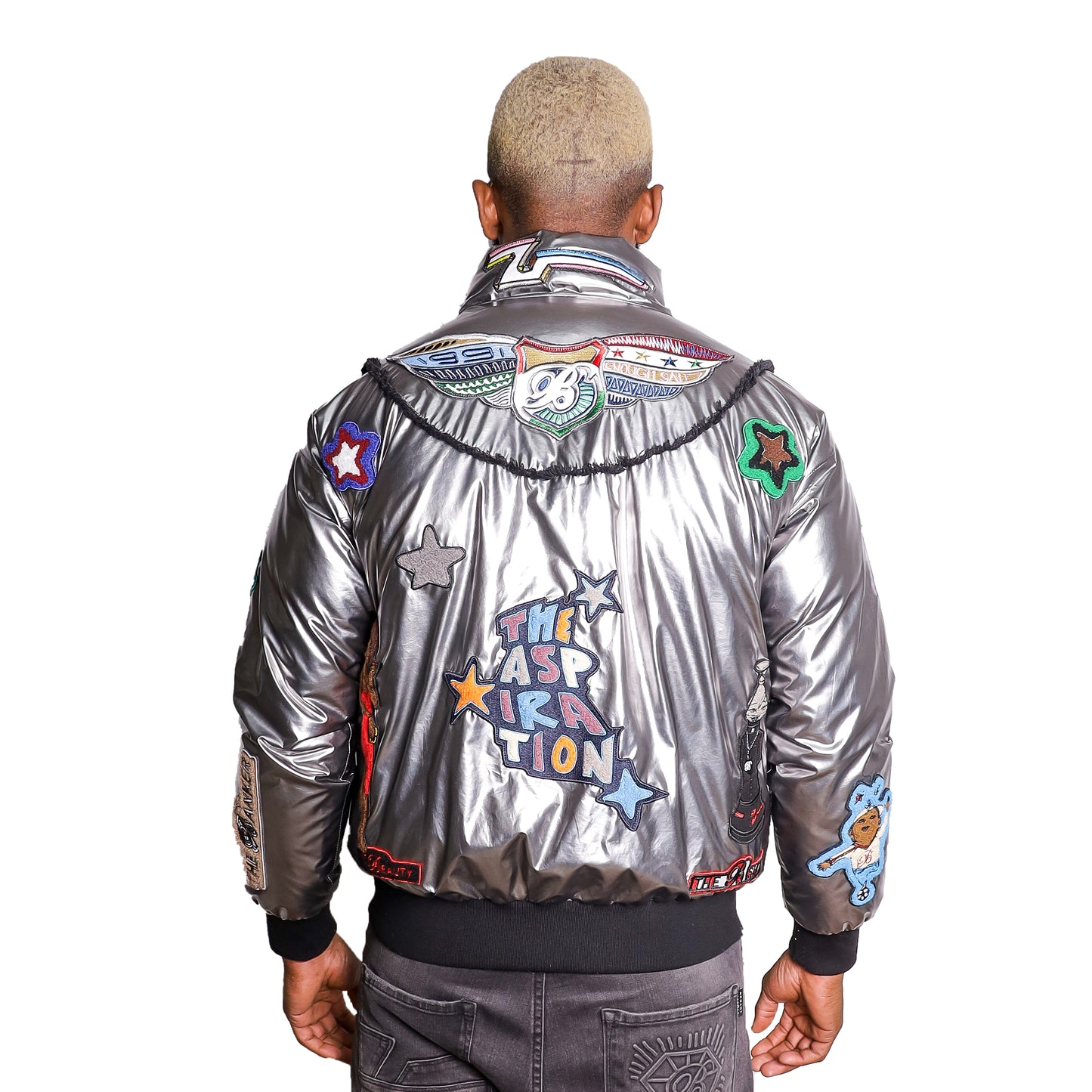 Bogart Man Graffiti Embroidered Bomber Jacket