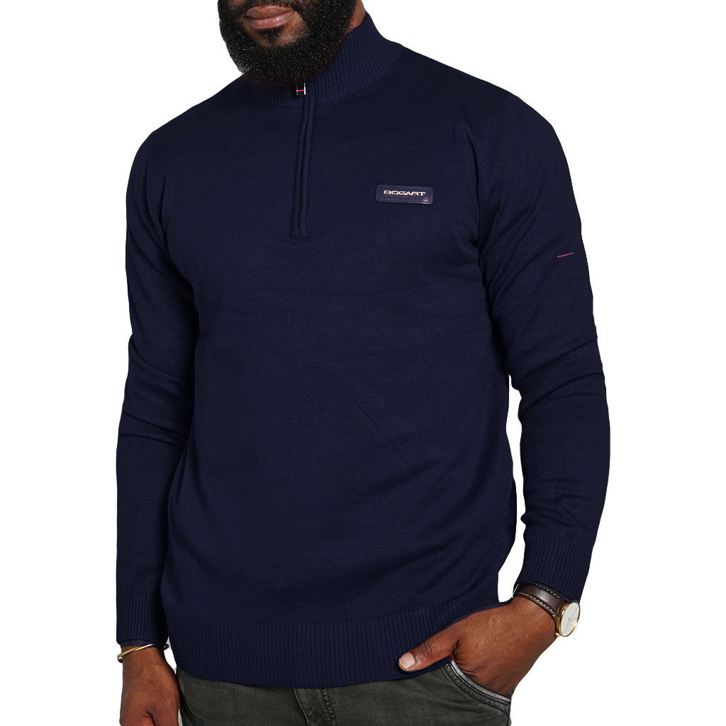 Bogart Man - Men's -  Turtle Neck-Zip Jersey - Navy