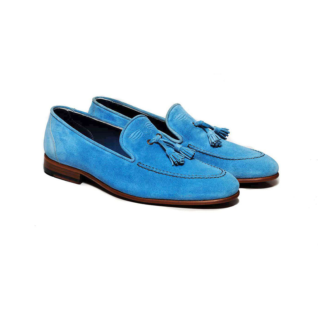 Bogart Man - Men's - Suede Tassel Loafers-Blue-Pair