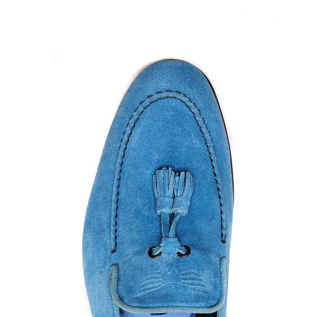 Bogart Man - Men's - Suede Tassel Loafers-Blue-Top