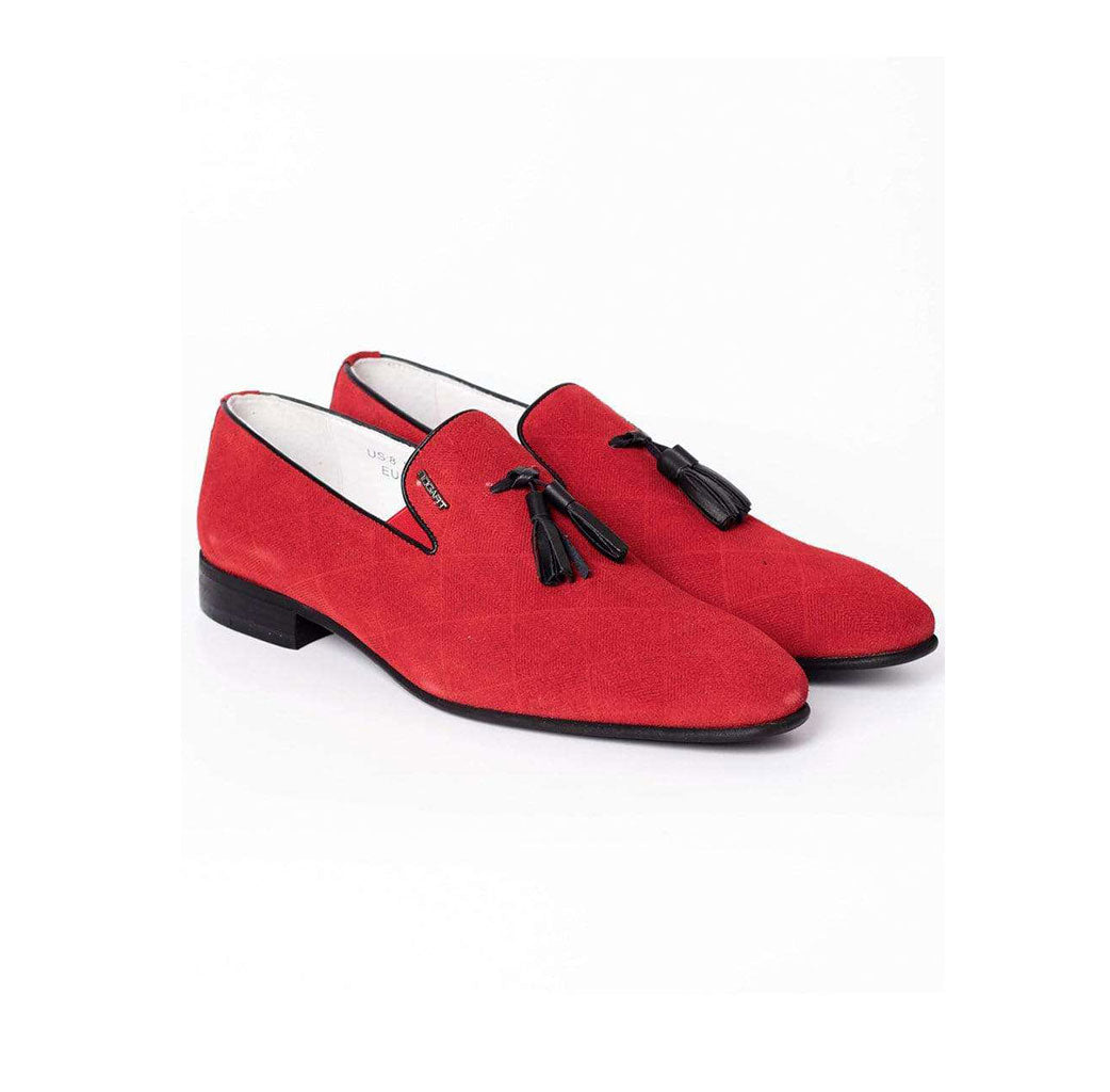 Bogart Man - Men's - Velvet Tassel Loafers-Red-Pair