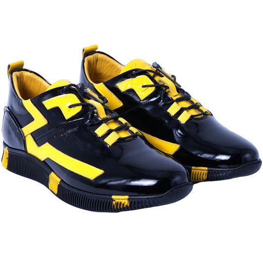 Bogart Man - Men's - Patent Fashion Sneaker- Blackyellow