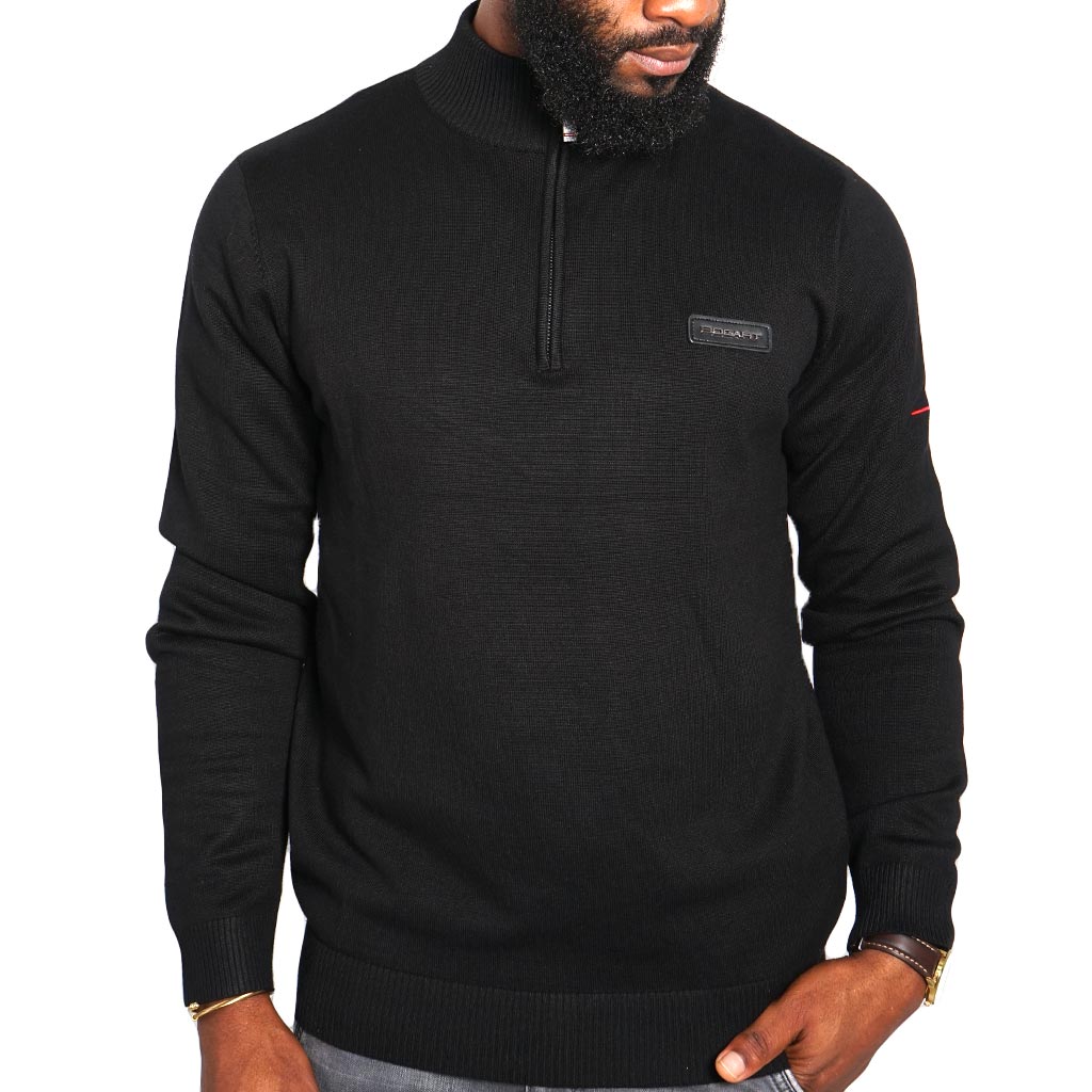 Bogart Man - Men's -  Turtle Neck-Zip Jersey - Black