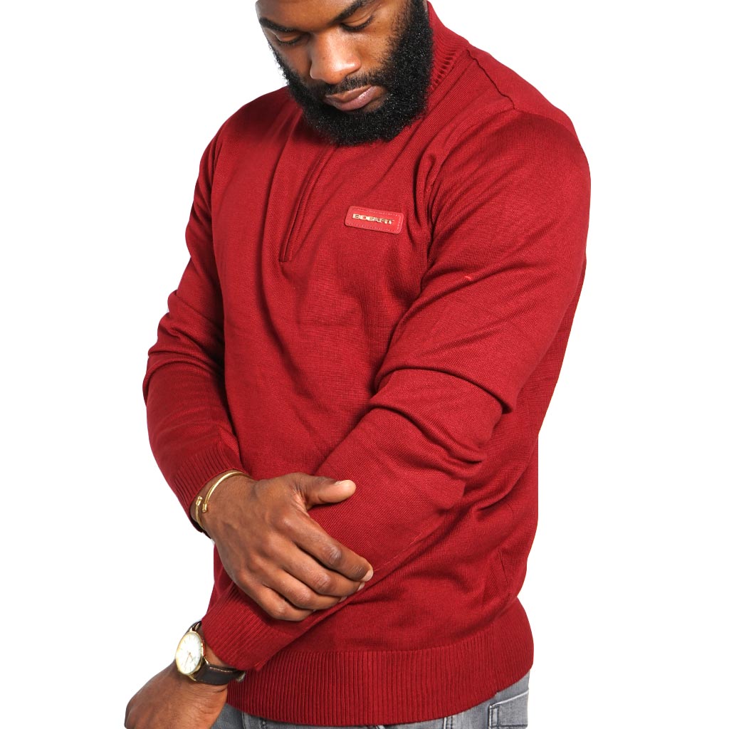 Bogart Man - Men's -  Turtle Neck-Zip Jersey - Burgundy